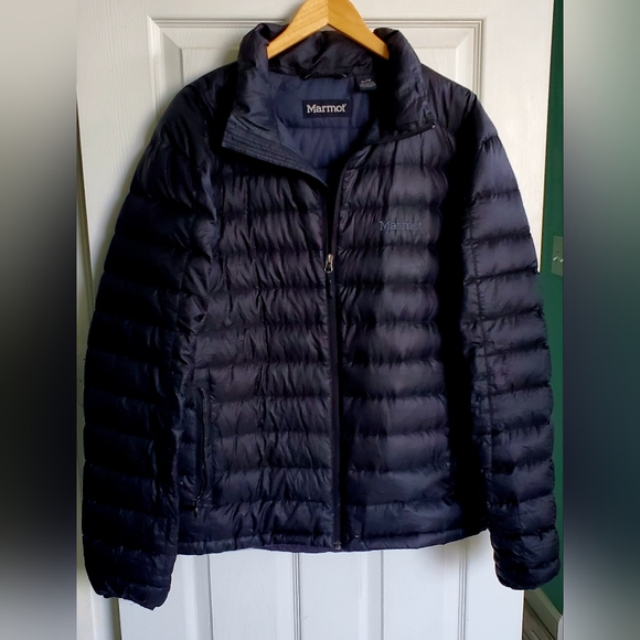 Marmot Men's XL Black 700 Fill Down Puffer Jacket Packable Outdoors Lightweight - Picture 1 of 4